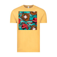 Vintage Mustard baseball helmet and glove with serape seamless pattern Vintage Tee - BundleAndBundleShop