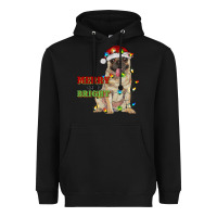 Black merry and bright pug Heavyweight Hoodie - RanaPortraitStore