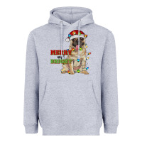 Heather Grey merry and bright pug Heavyweight Hoodie - RanaPortraitStore