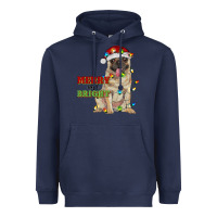 Navy merry and bright pug Heavyweight Hoodie - RanaPortraitStore