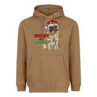Toasted Coconut merry and bright pug Heavyweight Hoodie - RanaPortraitStore