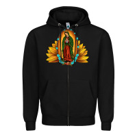 Black sunflower our lady of guadalupe Zipper Hoodie - JahusDesignShop