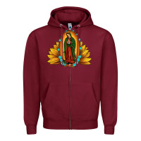 Burgundy sunflower our lady of guadalupe Zipper Hoodie - JahusDesignShop