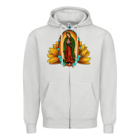 Dove Grey sunflower our lady of guadalupe Zipper Hoodie - JahusDesignShop