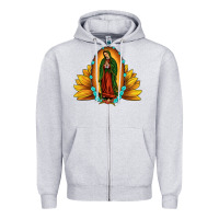 Heather Grey sunflower our lady of guadalupe Zipper Hoodie - JahusDesignShop