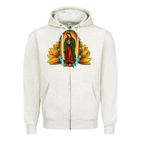 Oatmeal Heather sunflower our lady of guadalupe Zipper Hoodie - JahusDesignShop