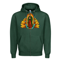 Sports Green sunflower our lady of guadalupe Zipper Hoodie - JahusDesignShop