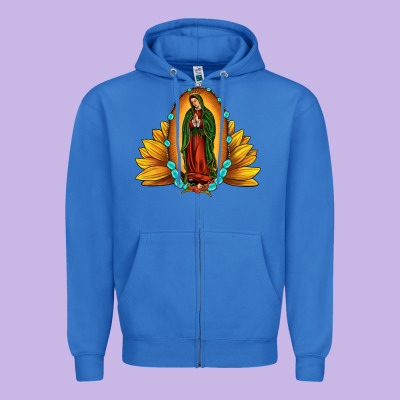 Sunflower Our Lady Of Guadalupe Zipper Hoodie Designed By Jahusdesignshop