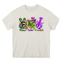 Cream Peace Love Crawfish Heavy Core Tee - HowdyJamesFarm