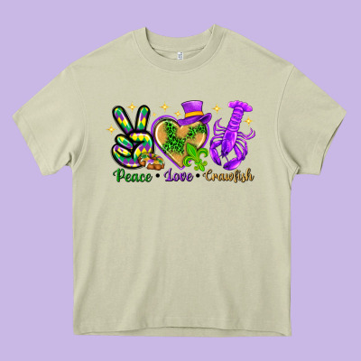 Peace Love Crawfish Heavy Core Tee Designed By Howdyjamesfarm