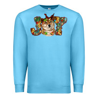 Ocean Blue shiba inu christmas joy Premium Sweatshirt - RanaPortraitStore