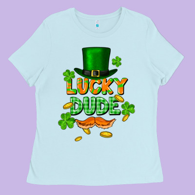 Lucky Dude St. Patricks Day Ladies Tee Designed By Fadigitalartstudio