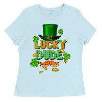 Baby Blue lucky dude St. Patricks Day Ladies Tee - FaDigitalArtStudio