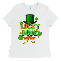 White lucky dude St. Patricks Day Ladies Tee - FaDigitalArtStudio