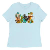 Baby Blue western coffee cups with sunflower and gemstone bbs Ladies Tee - BundleAndBundleShop