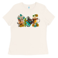 Bone western coffee cups with sunflower and gemstone bbs Ladies Tee - BundleAndBundleShop