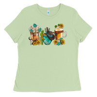 Matcha western coffee cups with sunflower and gemstone bbs Ladies Tee - BundleAndBundleShop