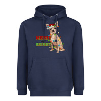 Navy merry and bright chihuahua Heavyweight Hoodie - RanaPortraitStore