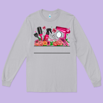 Hair Stylist Your Textt Long Sleeve Tee Designed By Cowhidedigitalart