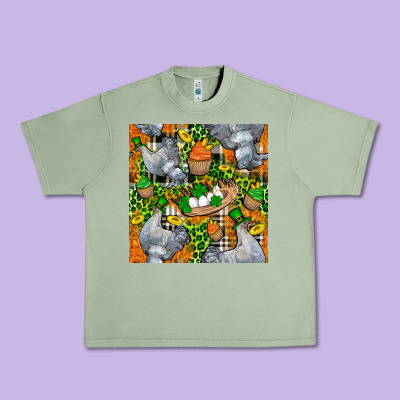 St. Patricks Chicken With Cupcake Leopard Urban Heavy Tee Designed By Fadigitalartstudio