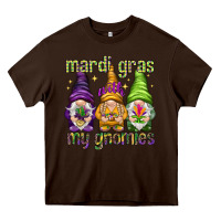 Chocolate Brown Mardi Gras with my gnomies Heavy Core Tee - HowdyJamesFarm