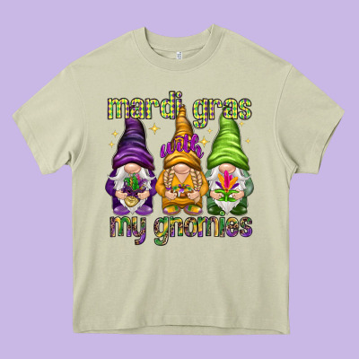 Mardi Gras With My Gnomies Heavy Core Tee Designed By Howdyjamesfarm