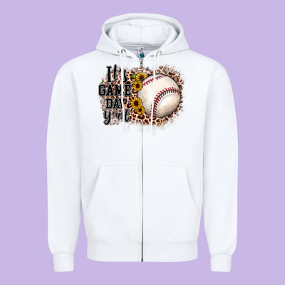 It's Game Day Y'all Baseball Zipper Hoodie Designed By Jahusdesignshop