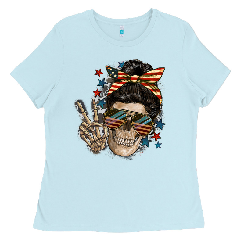 American Mother Skull Mother's Day Ladies Tee by FaDigitalArtStudio | Teevron