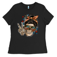 Black American Mother skull Mother's Day Ladies Tee - FaDigitalArtStudio