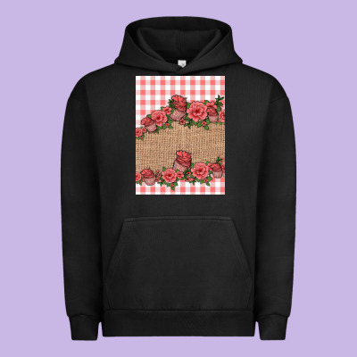 Valentines Day Burlap Background Urban Hoodie Designed By Jasminsmagicworld