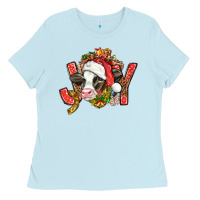 Baby Blue joy christmas with cow bbs Ladies Tee - BundleAndBundleShop
