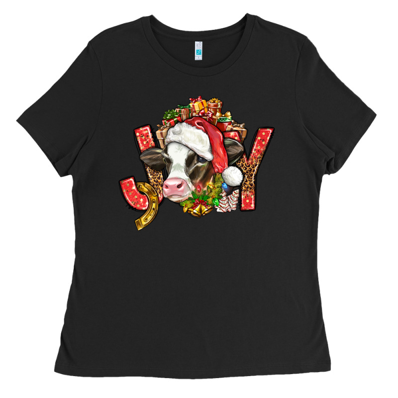 Joy Christmas With Cow Bbs Ladies Tee by BundleAndBundleShop | Teevron