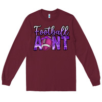 Burgundy football aunt Long Sleeve Tee - CowhideDigitalArt