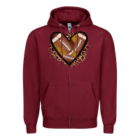Burgundy heart football Zipper Hoodie - JahusDesignShop