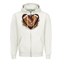 Oatmeal Heather heart football Zipper Hoodie - JahusDesignShop