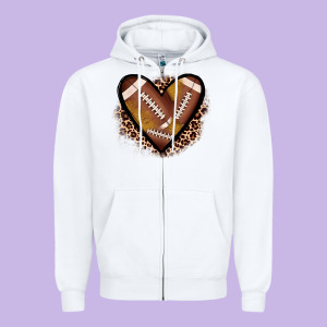 Heart Football Zipper Hoodie Designed By Jahusdesignshop