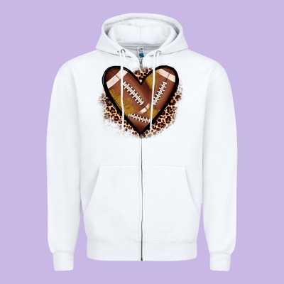 Heart Football Zipper Hoodie Designed By Jahusdesignshop