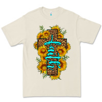 Faith Sunflower Leopard Cross Olivia Premium Tee | Teevron