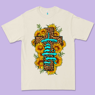 Faith Sunflower Leopard Cross Olivia Premium Tee Designed By Oliviacreatesart