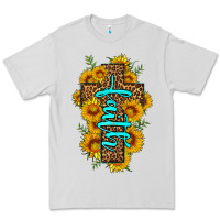 Dove Grey faith sunflower leopard cross olivia Premium Tee - OliviaCreatesArt