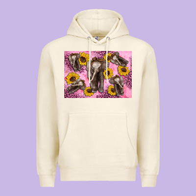 Baby Elephant Sunflowers Kid's Bottle Premium Hoodie Designed By Artiststas