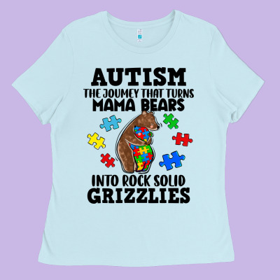 Autism Grizzlies Ladies Tee Designed By Fadigitalartstudio