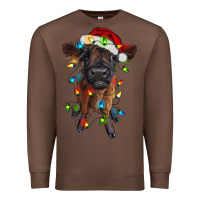 Chestnut highland cow calf with christmas lights Premium Sweatshirt - RanaPortraitStore