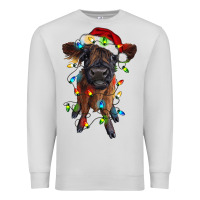 Dove Grey highland cow calf with christmas lights Premium Sweatshirt - RanaPortraitStore