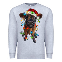 Heather Grey highland cow calf with christmas lights Premium Sweatshirt - RanaPortraitStore