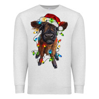 Oatmeal Heather highland cow calf with christmas lights Premium Sweatshirt - RanaPortraitStore