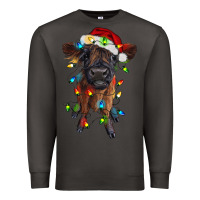 Smoke highland cow calf with christmas lights Premium Sweatshirt - RanaPortraitStore