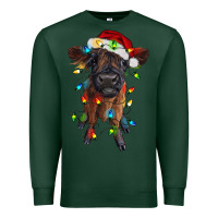 Sports Green highland cow calf with christmas lights Premium Sweatshirt - RanaPortraitStore