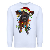 Highland Cow Calf With Christmas Lights Premium Sweatshirt | Teevron