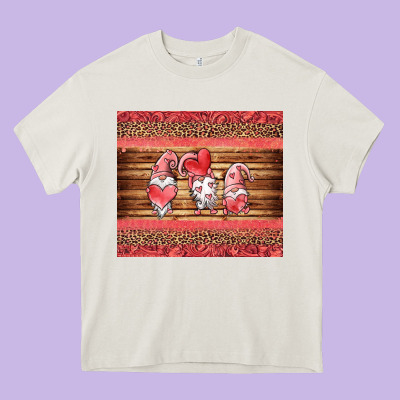 Valentines Day Gnomes Leopard Heavy Core Tee Designed By Jasminsmagicworld